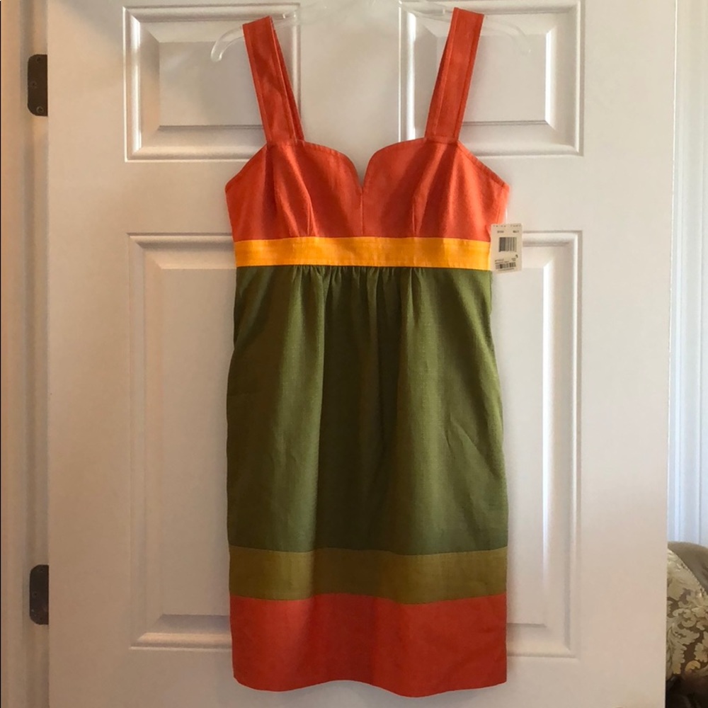 NWT Vintage TrinaTurk colorblock empire waist dress